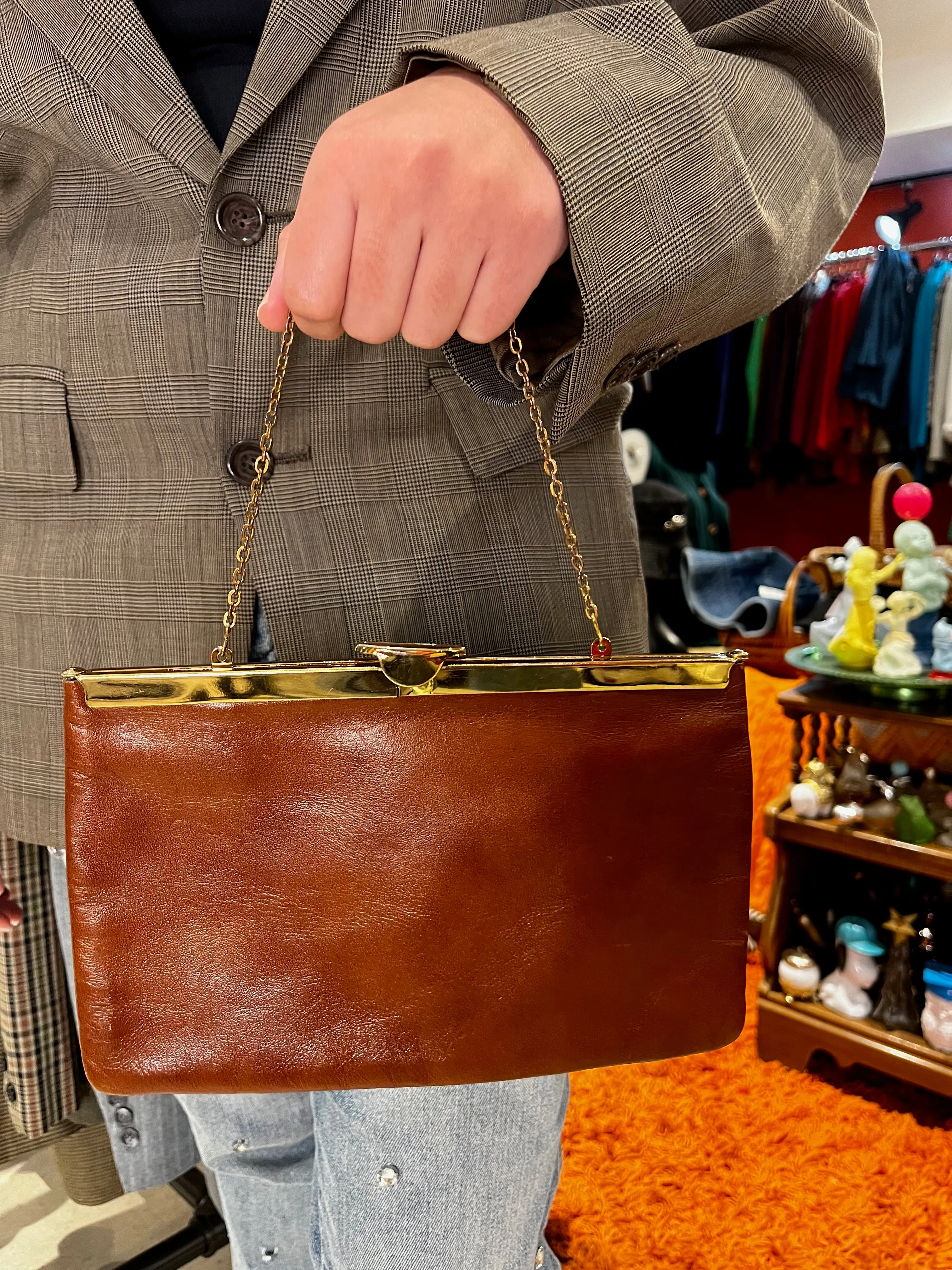 50's-60's Etra Cognac Brown Convertible Clutch