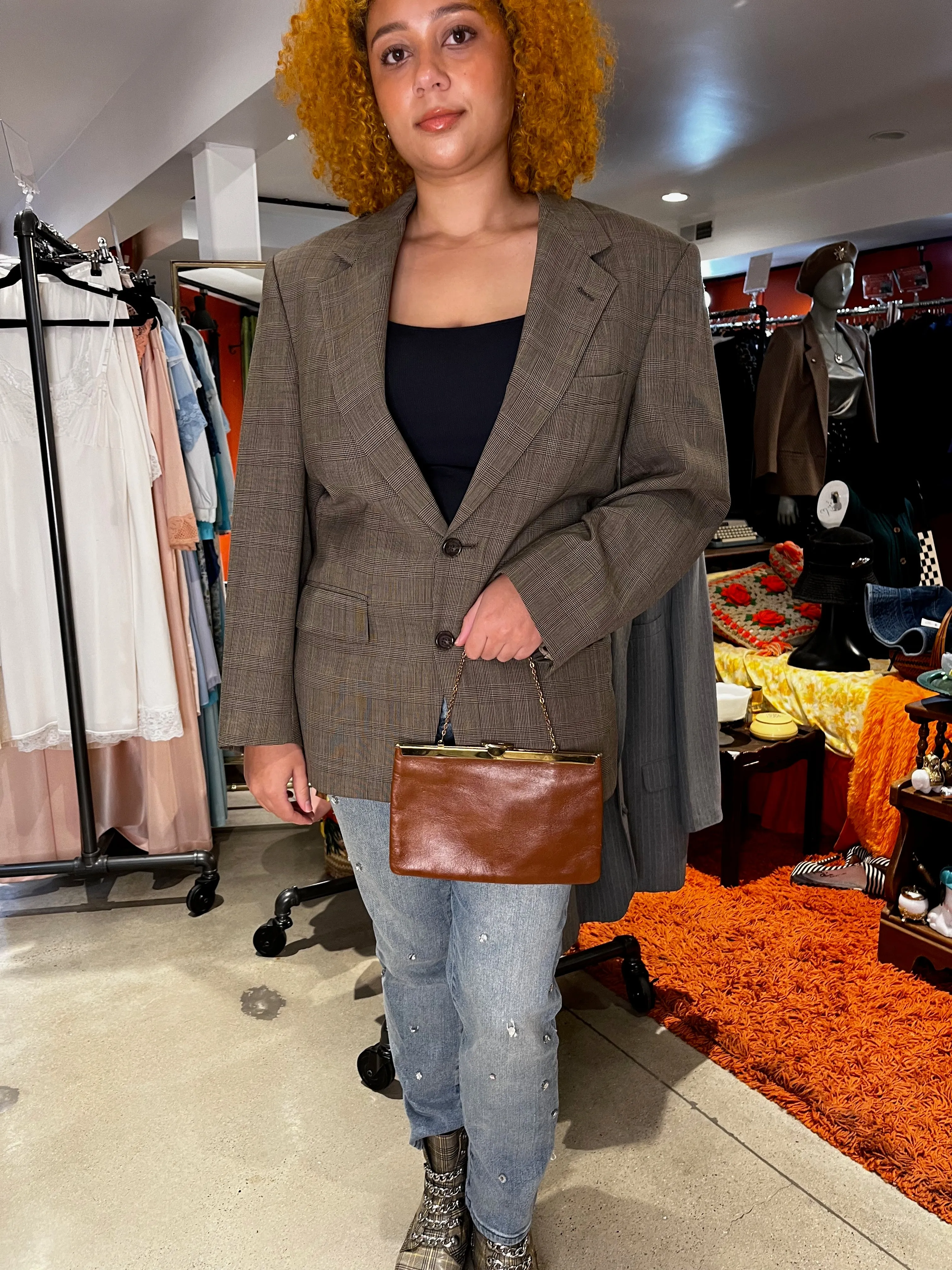 50's-60's Etra Cognac Brown Convertible Clutch