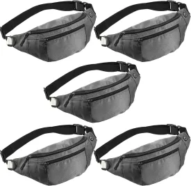 5PCS Crossbody Fanny Pack Large Capacity Waist Bag with Hidden Zipper Pockets Adjustable Strap Fanny Packs Waterproof Oxford Cloth Travel Belt Bag for Outdoor Shopping Travel Men Women,Gray
