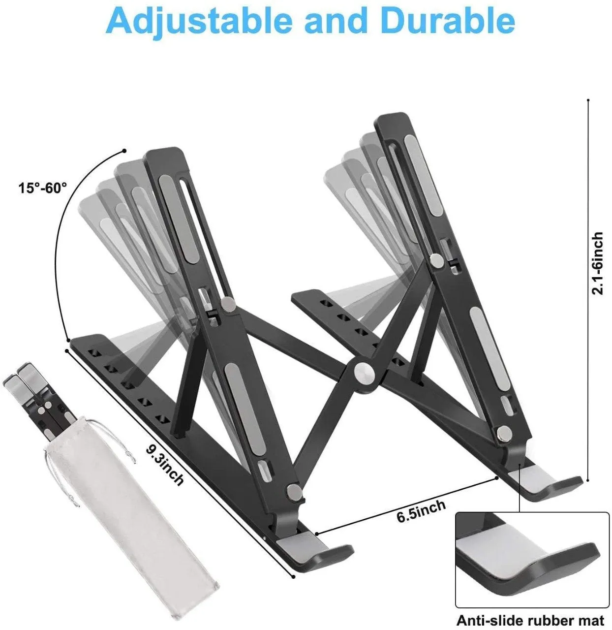 Adjustable Laptop Stand with Foldable Legs 1 Pc