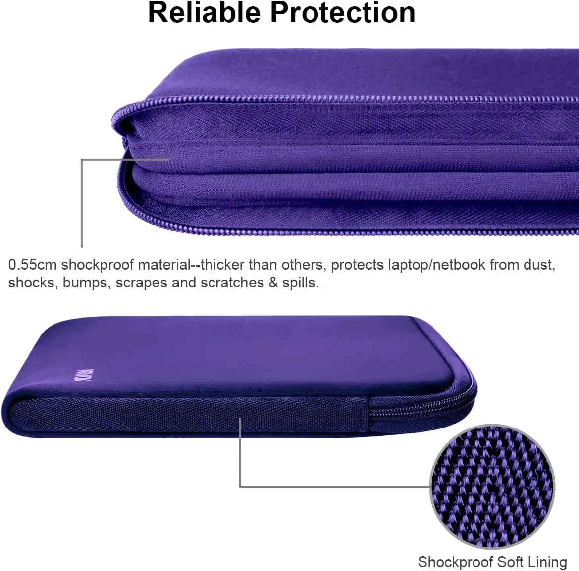 Arvok 11 11.6 12 Inch Laptop Sleeve Case for MacBook Air 12, Water-Resistant Neoprene Notebook Computer Tablet Sleeve, Carrying Bag Cover for Chromebook/HP/Dell/Lenovo/Asus/Acer, Purple