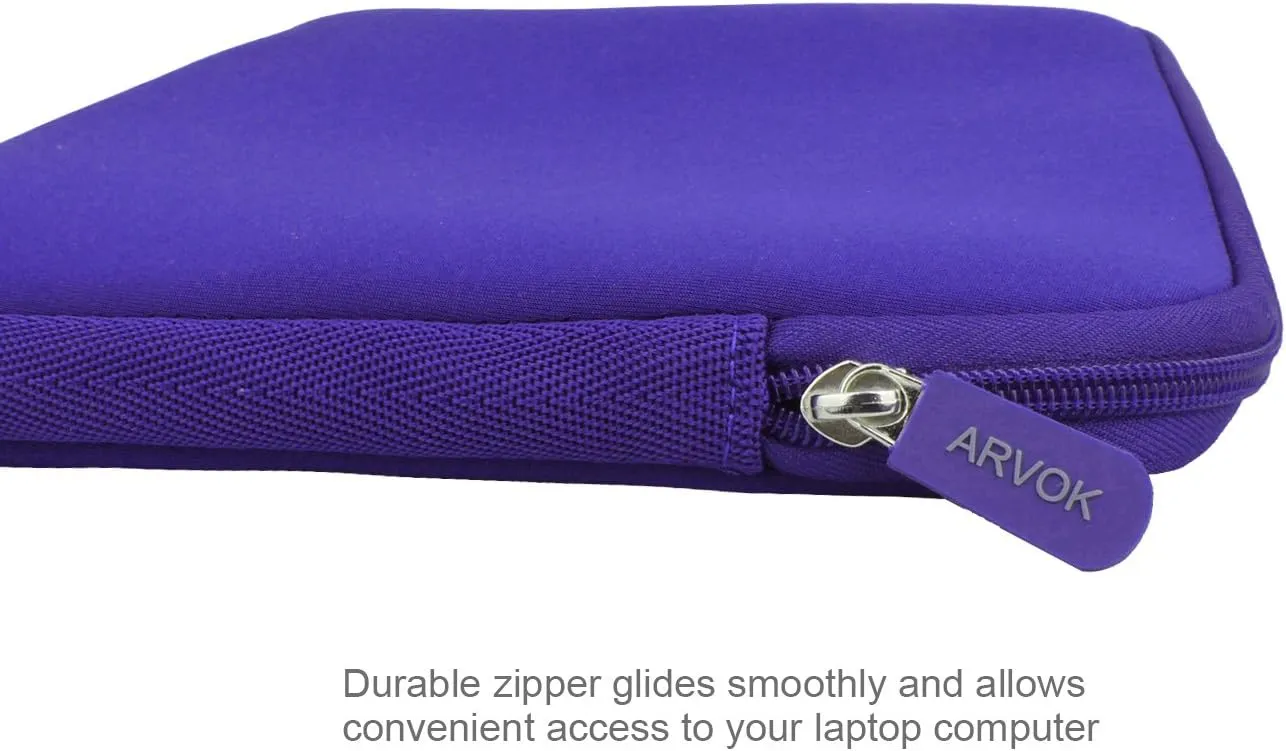 Arvok 11 11.6 12 Inch Laptop Sleeve Case for MacBook Air 12, Water-Resistant Neoprene Notebook Computer Tablet Sleeve, Carrying Bag Cover for Chromebook/HP/Dell/Lenovo/Asus/Acer, Purple