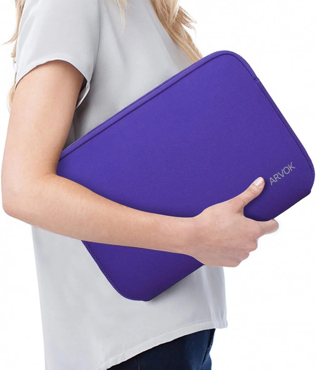 Arvok 11 11.6 12 Inch Laptop Sleeve Case for MacBook Air 12, Water-Resistant Neoprene Notebook Computer Tablet Sleeve, Carrying Bag Cover for Chromebook/HP/Dell/Lenovo/Asus/Acer, Purple