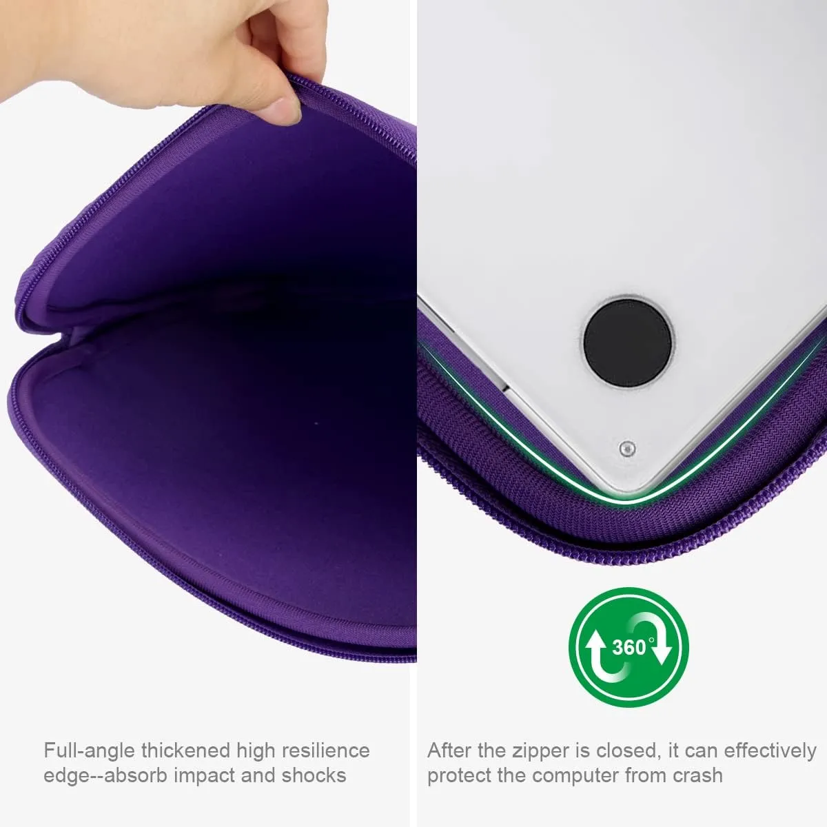 Arvok 11 11.6 12 Inch Laptop Sleeve Case for MacBook Air 12, Water-Resistant Neoprene Notebook Computer Tablet Sleeve, Carrying Bag Cover for Chromebook/HP/Dell/Lenovo/Asus/Acer, Purple