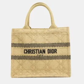Beige Raffia Small Book Tote Tote Bag