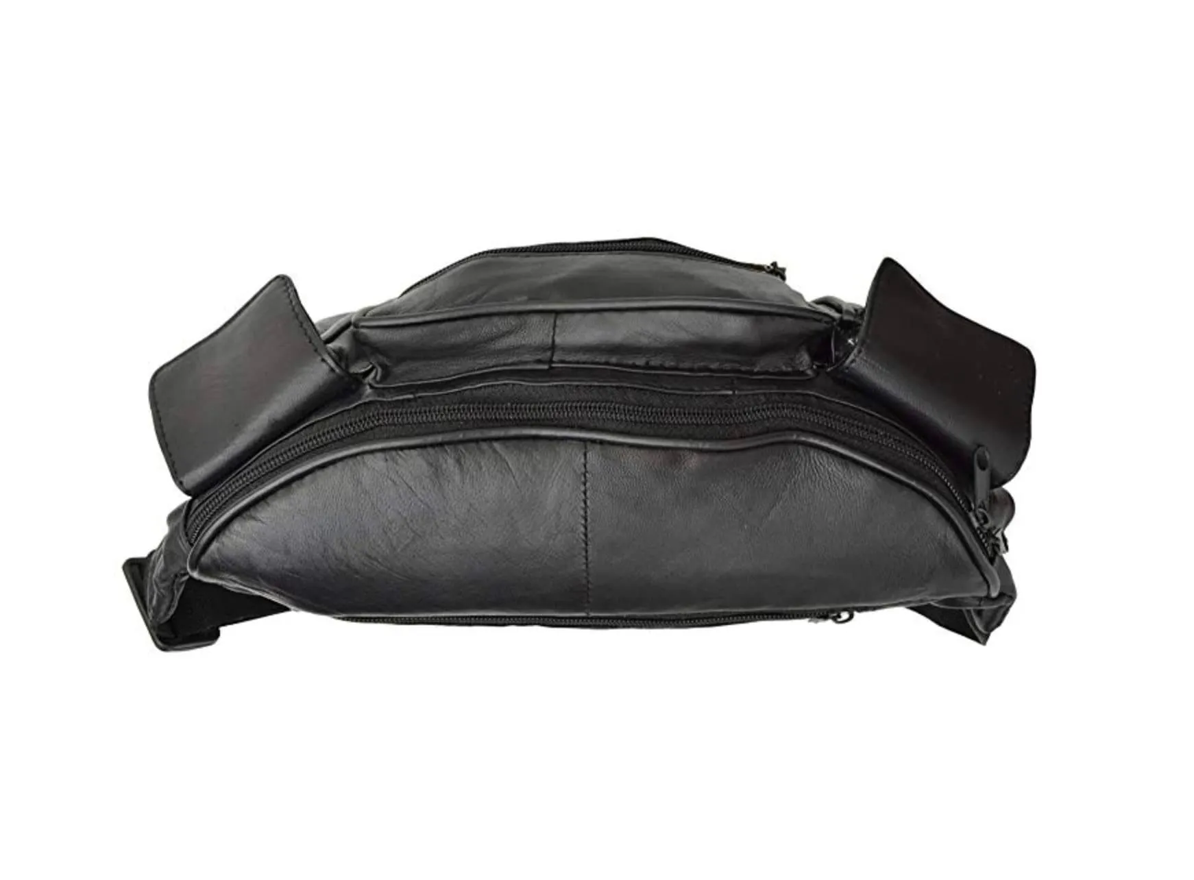 Black Genuine Leather Fanny Pack Waist Bag Travel Work Organizer Sac Men Lady Phone Holder