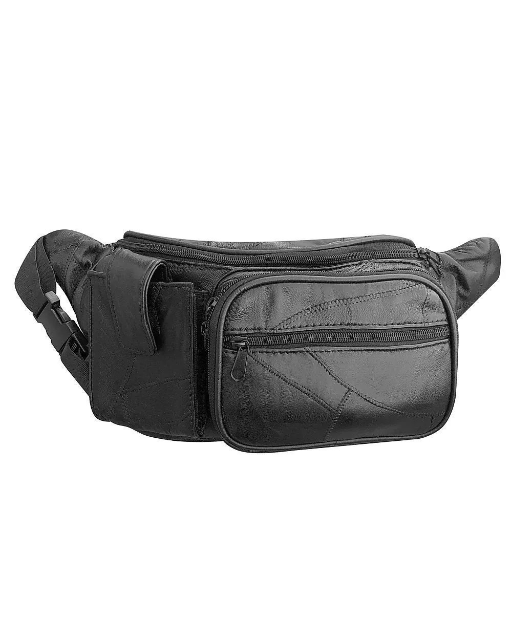 Black Genuine Leather Fanny Pack Waist Bag Travel Work Organizer Sac Men Lady Phone Holder