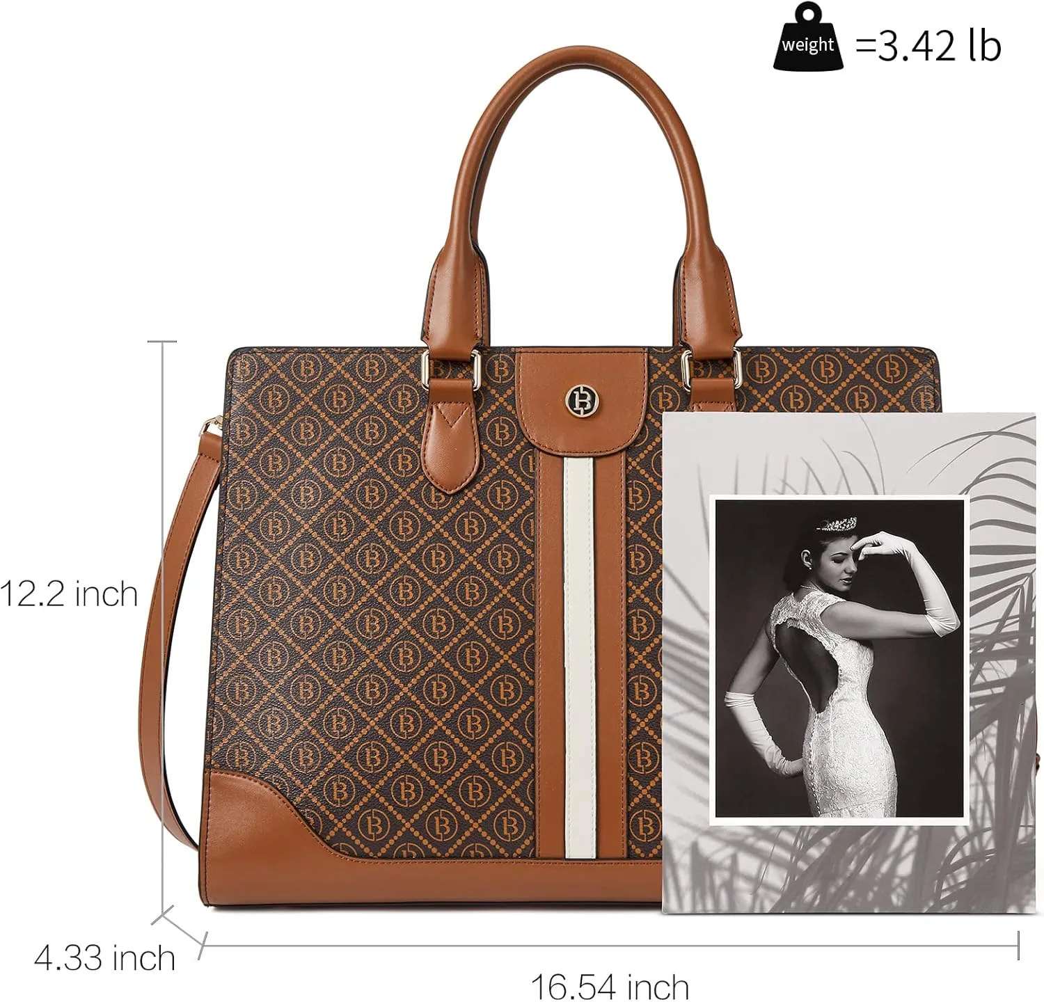 BOSTANTEN Leather Laptop Briefcase for Women Shoulder Bag 15.6 Inch Business Computer Work Tote