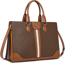 BOSTANTEN Leather Laptop Briefcase for Women Shoulder Bag 15.6 Inch Business Computer Work Tote