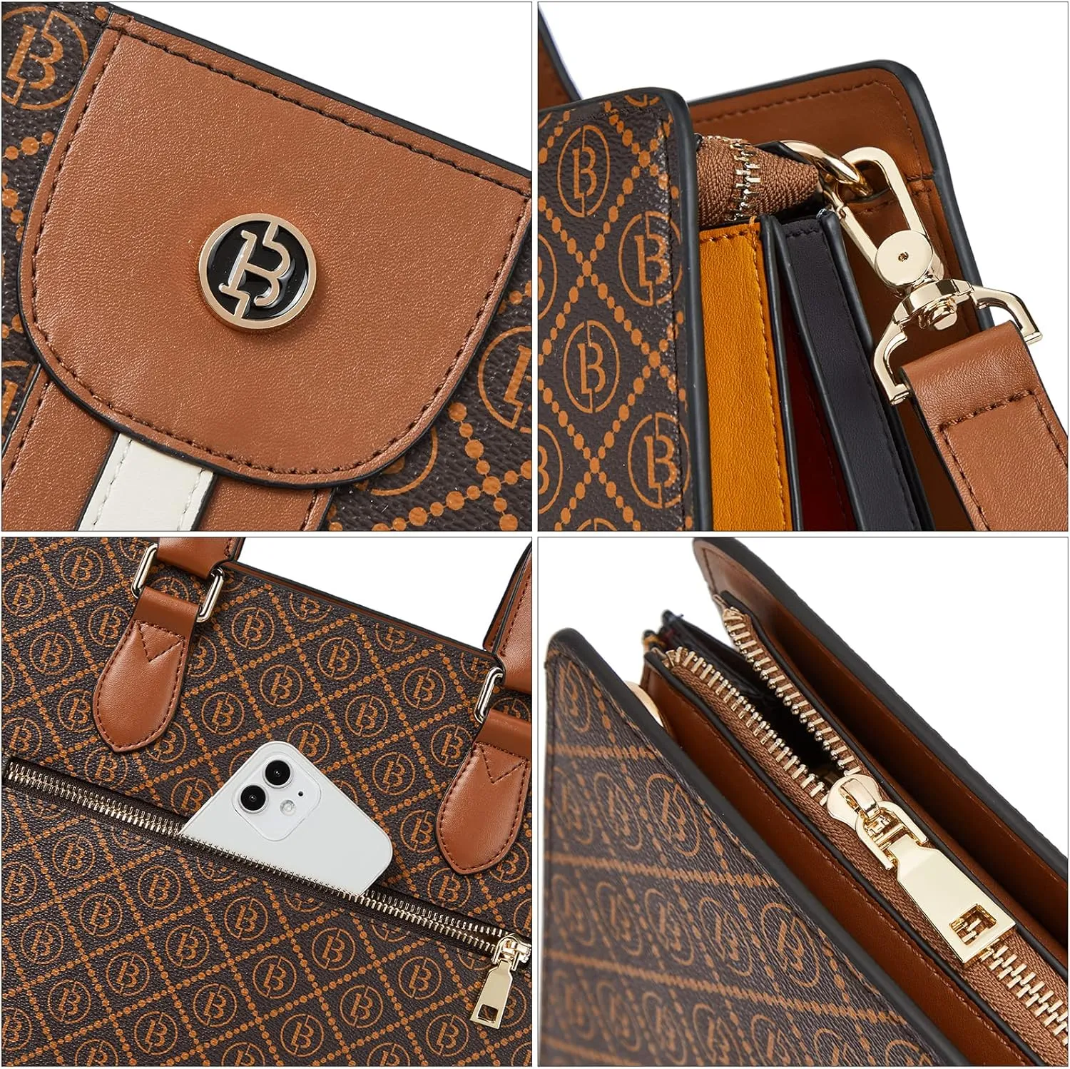 BOSTANTEN Leather Laptop Briefcase for Women Shoulder Bag 15.6 Inch Business Computer Work Tote