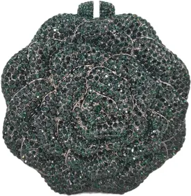 Boutique De FGG Rose Crystal Clutch Purse Women Flower Evening Bag Wedding Party Prom Bridal Rhinestone Floral Handbag,Mini