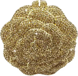 Boutique De FGG Rose Crystal Clutch Purse Women Flower Evening Bag Wedding Party Prom Bridal Rhinestone Floral Handbag,Mini