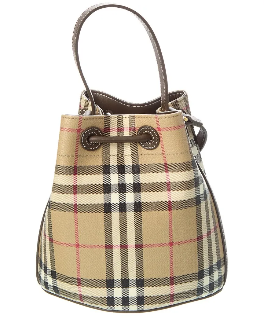 Burberry Check Mini E-Canvas & Leather Bucket Bag