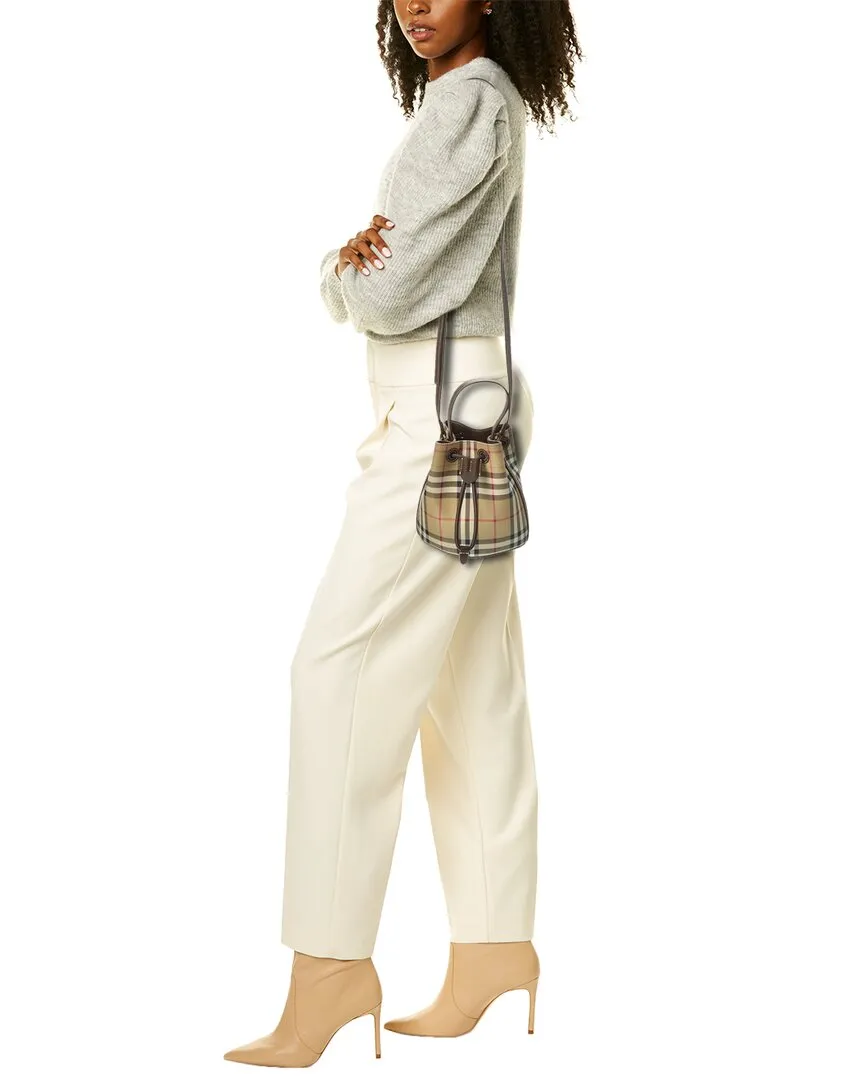 Burberry Check Mini E-Canvas & Leather Bucket Bag