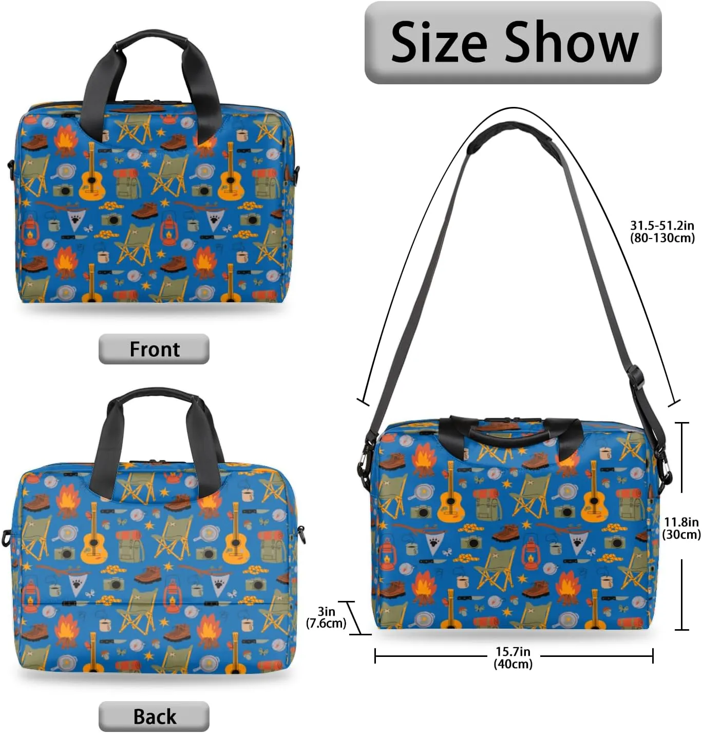 Camping 14 15 15.6 inch Laptop Briefcase Shoulder Bag Blue Waterproof Travel Laptop Sleeve Case Work Computer Cover Carrying Bag