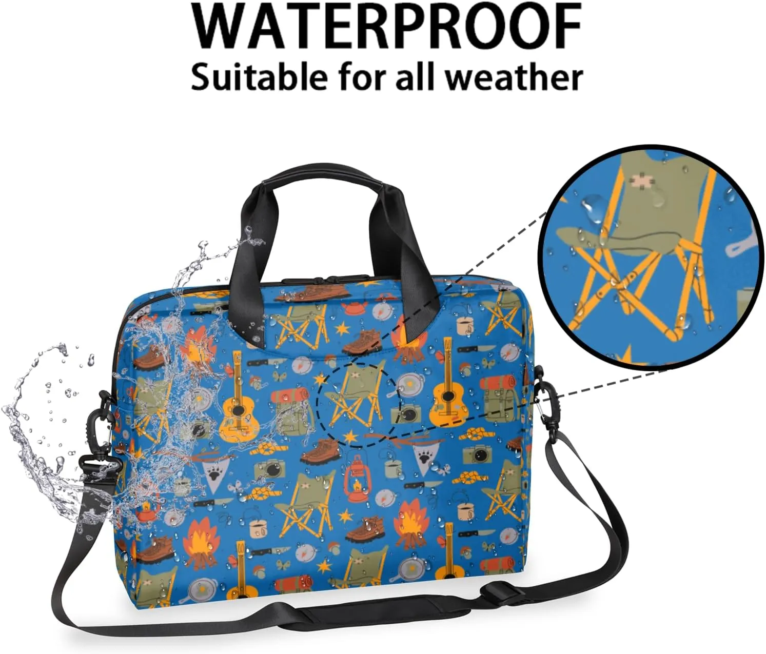 Camping 14 15 15.6 inch Laptop Briefcase Shoulder Bag Blue Waterproof Travel Laptop Sleeve Case Work Computer Cover Carrying Bag