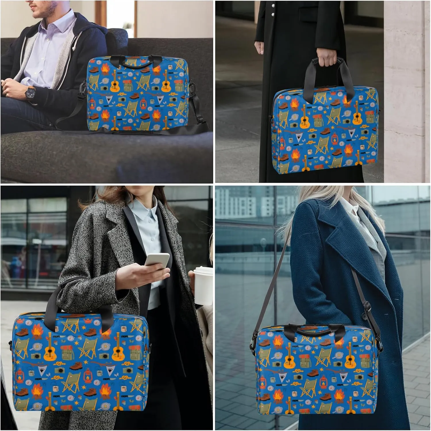 Camping 14 15 15.6 inch Laptop Briefcase Shoulder Bag Blue Waterproof Travel Laptop Sleeve Case Work Computer Cover Carrying Bag