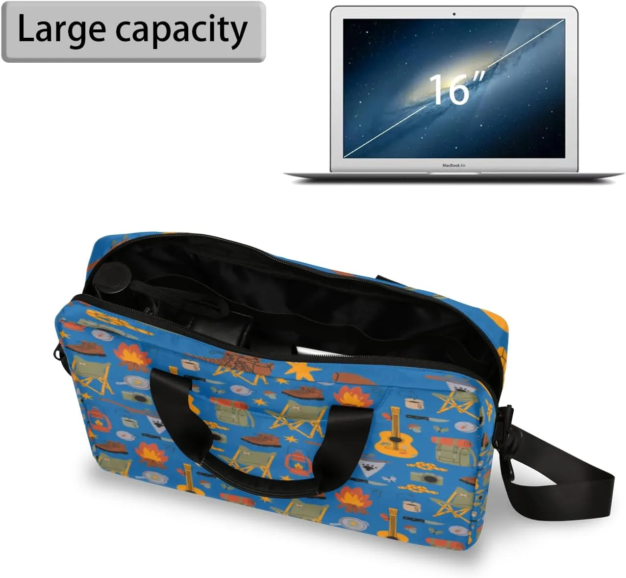 Camping 14 15 15.6 inch Laptop Briefcase Shoulder Bag Blue Waterproof Travel Laptop Sleeve Case Work Computer Cover Carrying Bag