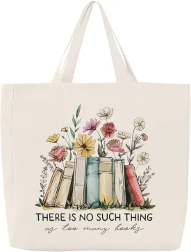 Canvas Book Tote Bag for Women, Book Lover Gifts Bookish Presents, Cute Aesthetic Reading Accessories for Librarian Bookworm