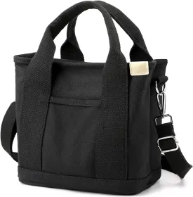 Canvas Tote Bag for Women Small Tote Bag with Zipper Crossbody Bag Shoulder Handbag Work Travel Tote with Compartments