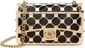 CARIEDO Women Evening Bag Elegant Clutch Purse Exquisite Velvet Metal Hollow out Handbags Prom Wedding Party (black)