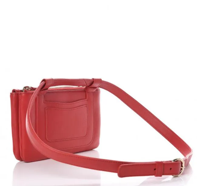 Chanel Bum Red Lambskin Fanny Pack Waist Belt Orange Caviar Leather Cross Body Bag
