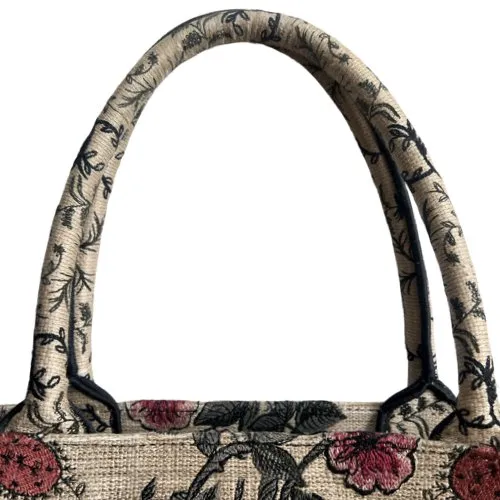 CHRISTIAN DIOR Canvas Embroidered Large Broderie Dior Flowers Book Tote