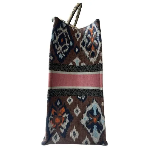 CHRISTIAN DIOR Canvas Embroidered Large Broderie Dior Flowers Book Tote