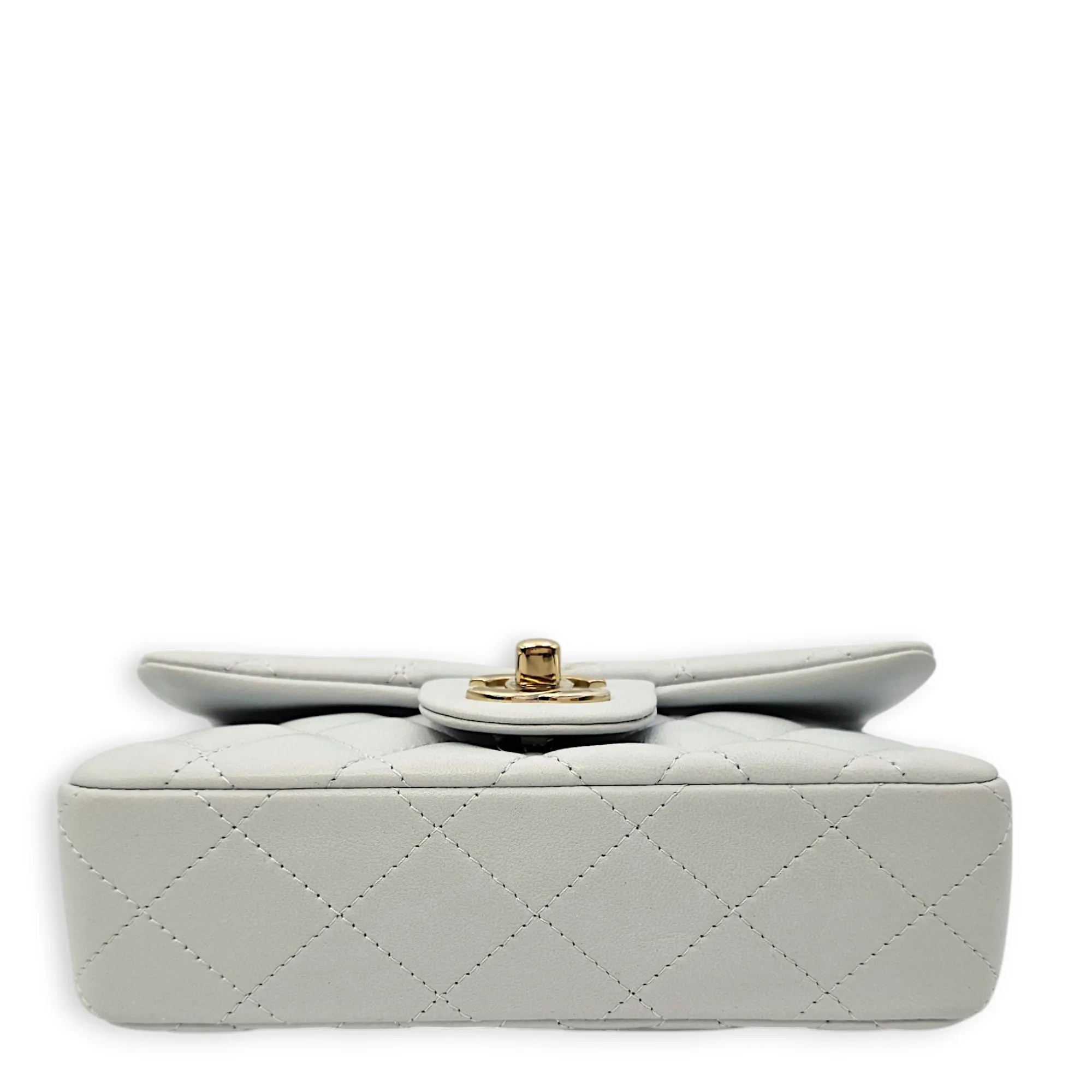 Classic Mini Rectangle (18cm) Mini Bleu Crossbody Bag in Lambskin, Gold hardware