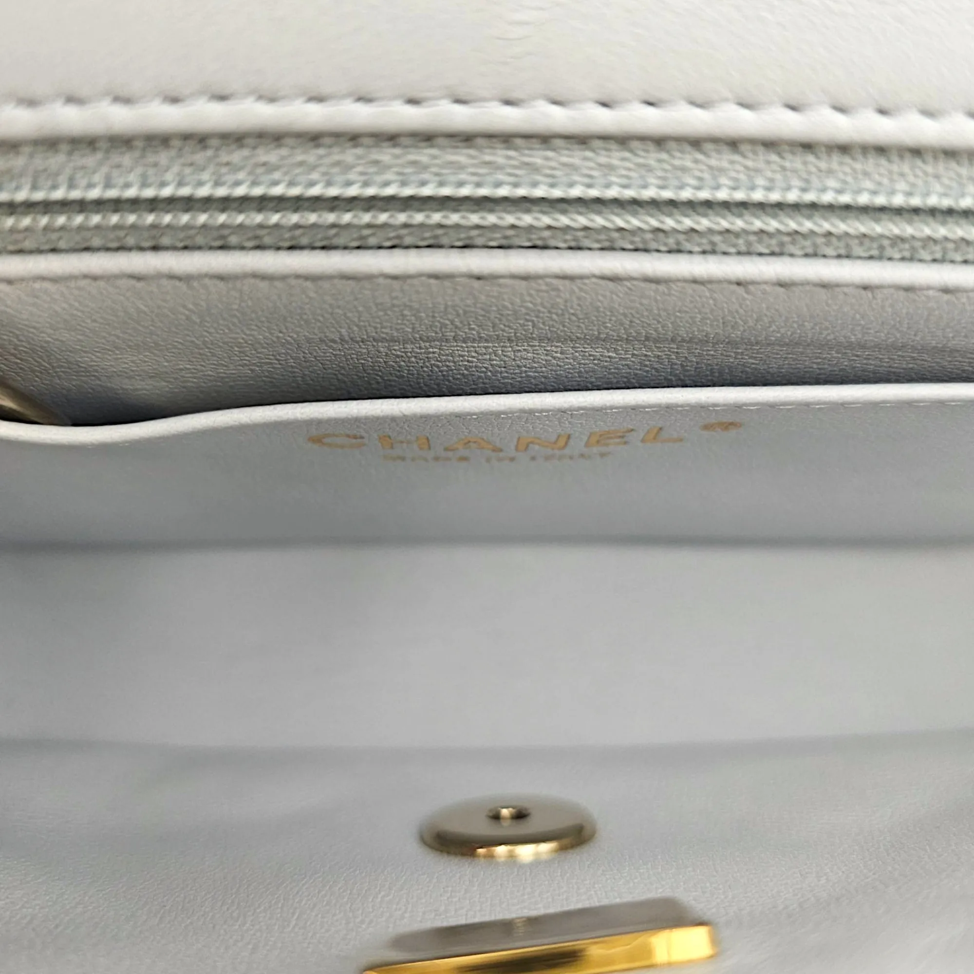 Classic Mini Rectangle (18cm) Mini Bleu Crossbody Bag in Lambskin, Gold hardware