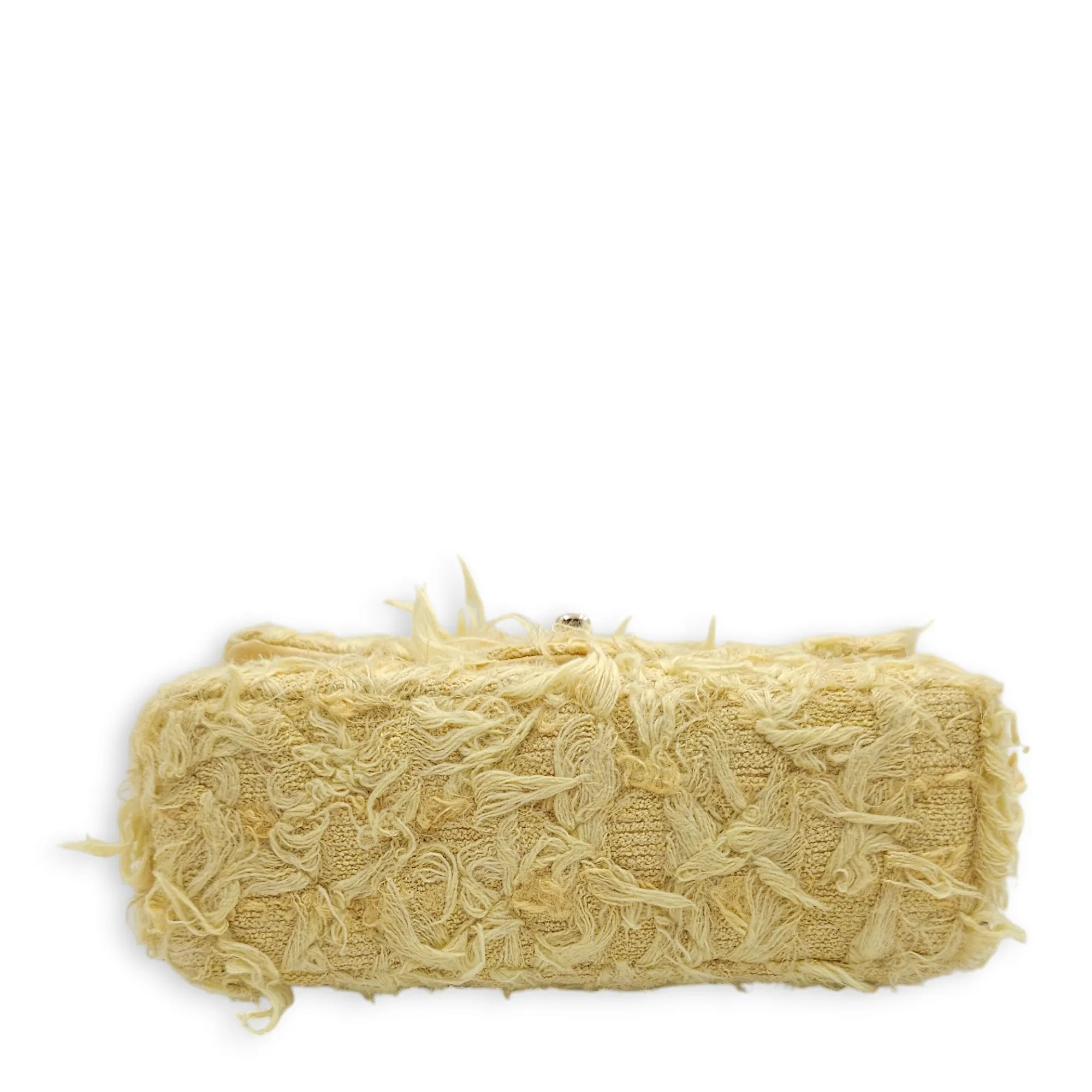 Classic Rectangle Flap Mini Yellow Crossbody Bag in Tweed/Lambskin, Light Gold hardware