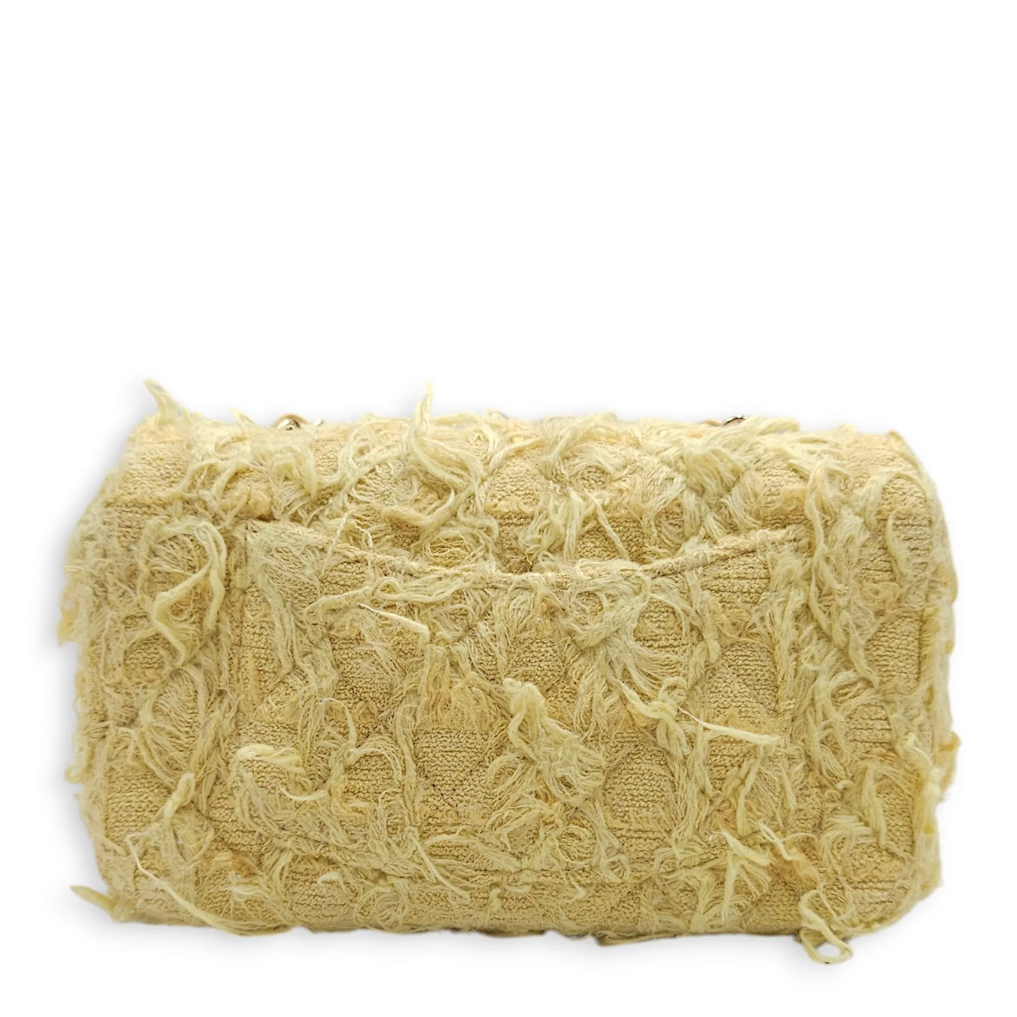 Classic Rectangle Flap Mini Yellow Crossbody Bag in Tweed/Lambskin, Light Gold hardware