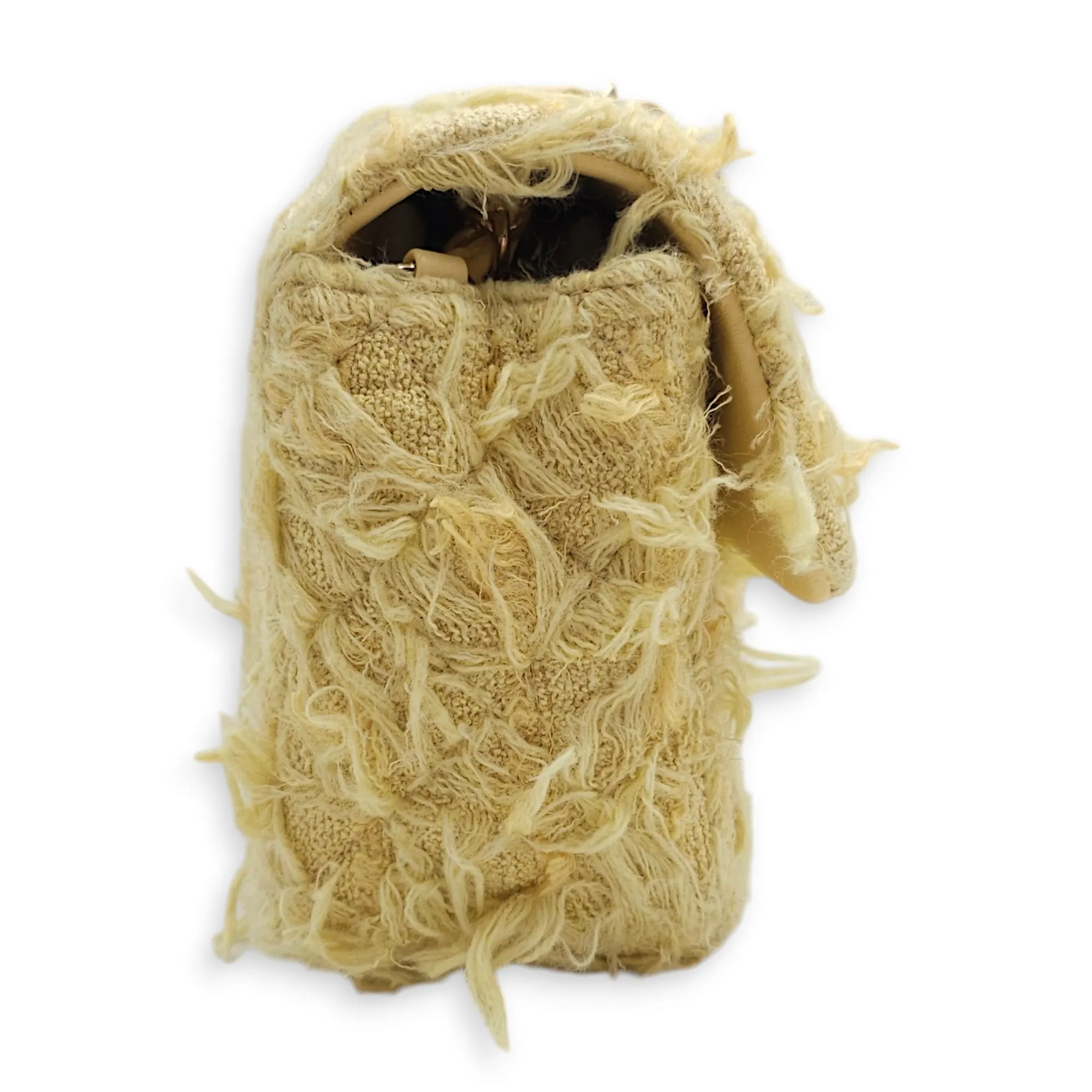 Classic Rectangle Flap Mini Yellow Crossbody Bag in Tweed/Lambskin, Light Gold hardware