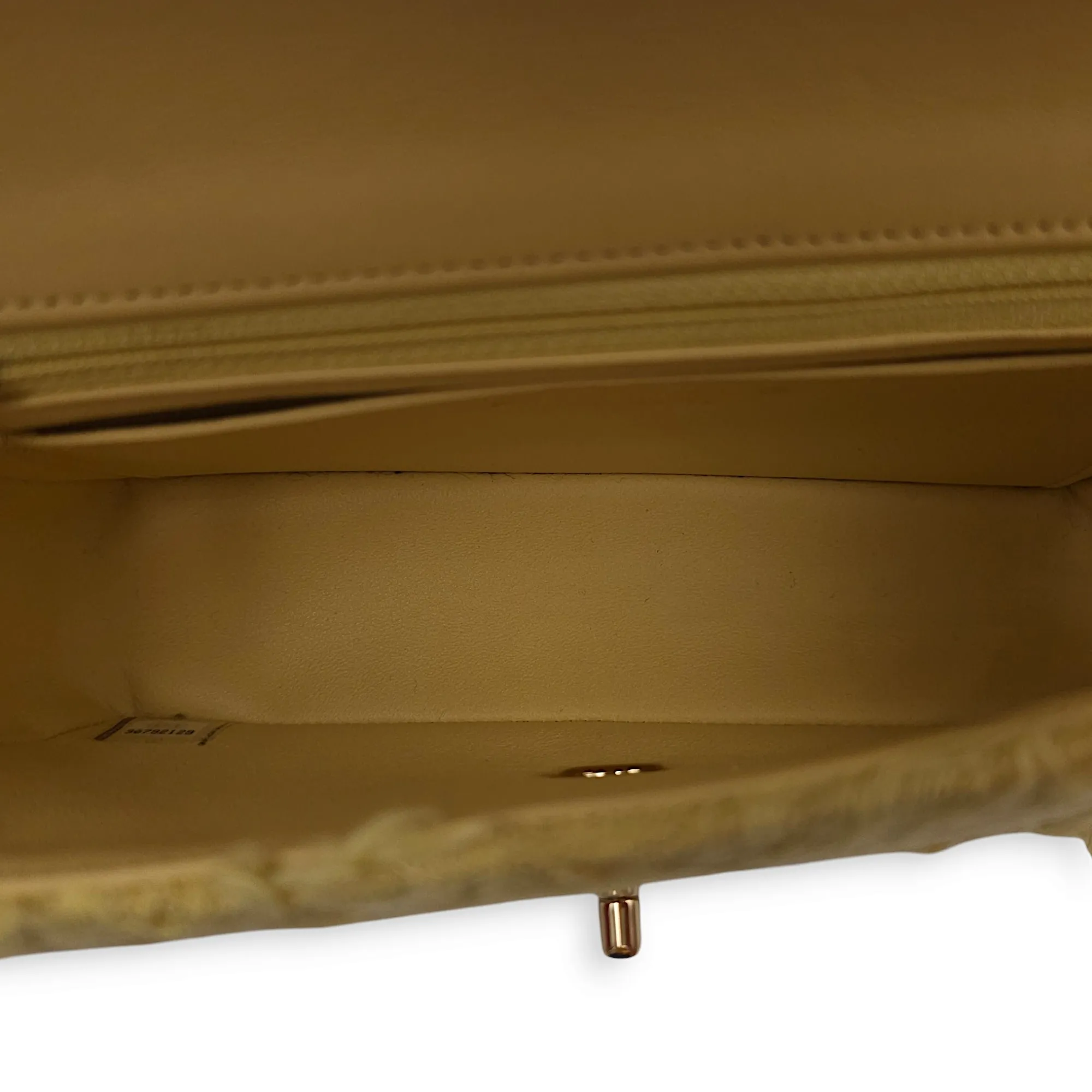 Classic Rectangle Flap Mini Yellow Crossbody Bag in Tweed/Lambskin, Light Gold hardware
