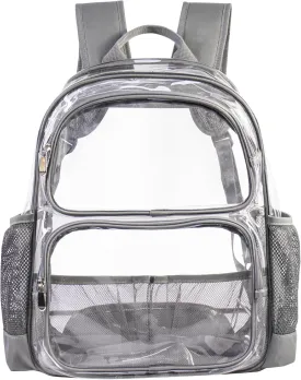 Clear Backpack Heavy Duty,17'' Transparent Bag See Through Backpack for College Work Travel Security,Gray