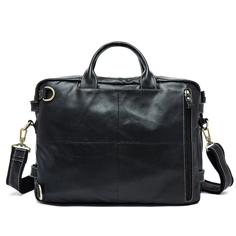 Convertible Leather Backpack, Men's Shoulder Bag, Large Capacity Leather Briefcase