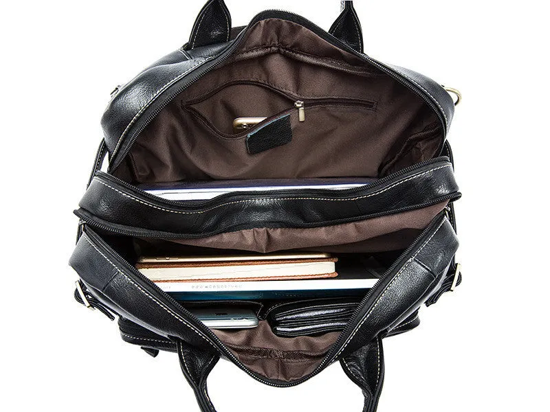 Convertible Leather Backpack, Men's Shoulder Bag, Large Capacity Leather Briefcase