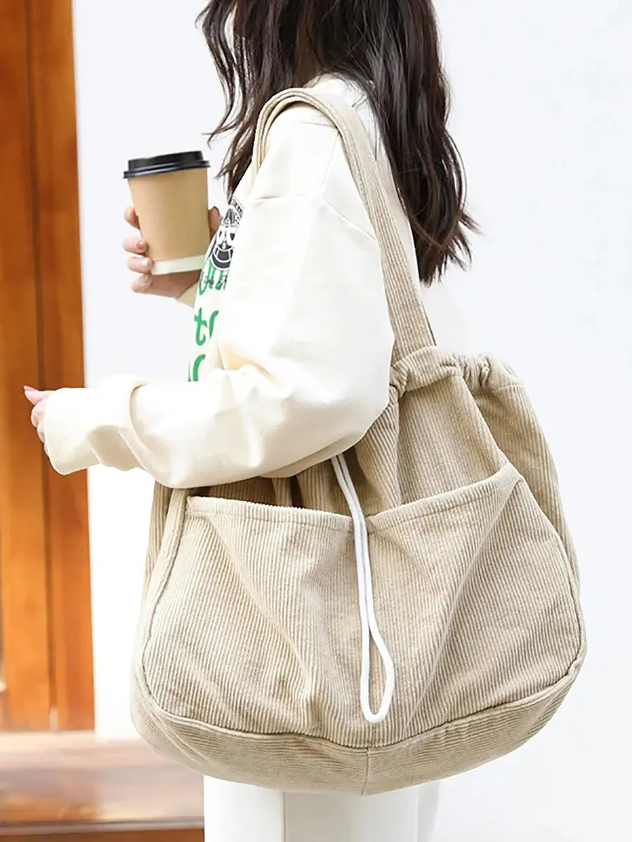 Corduroy Large Capacity Shoulder Bag