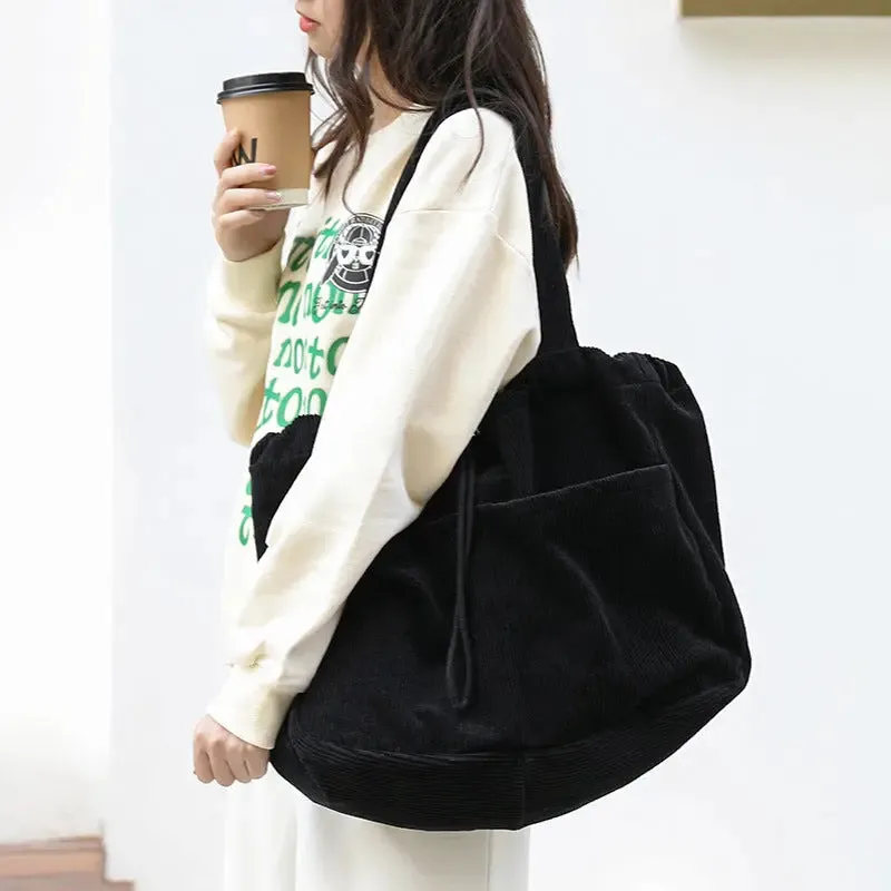 Corduroy Large Capacity Shoulder Bag