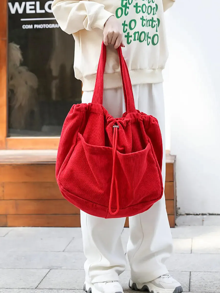 Corduroy Large Capacity Shoulder Bag