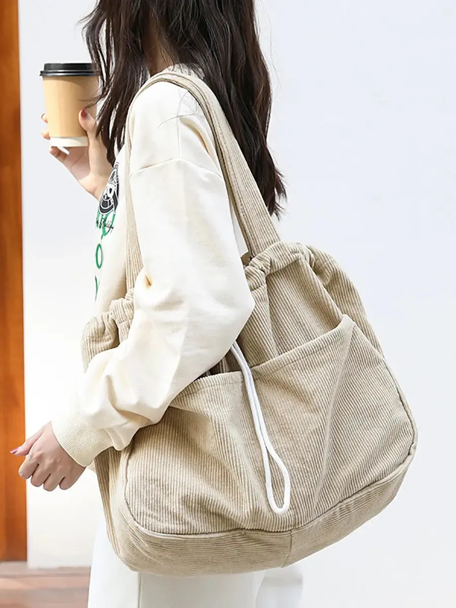 Corduroy Large Capacity Shoulder Bag