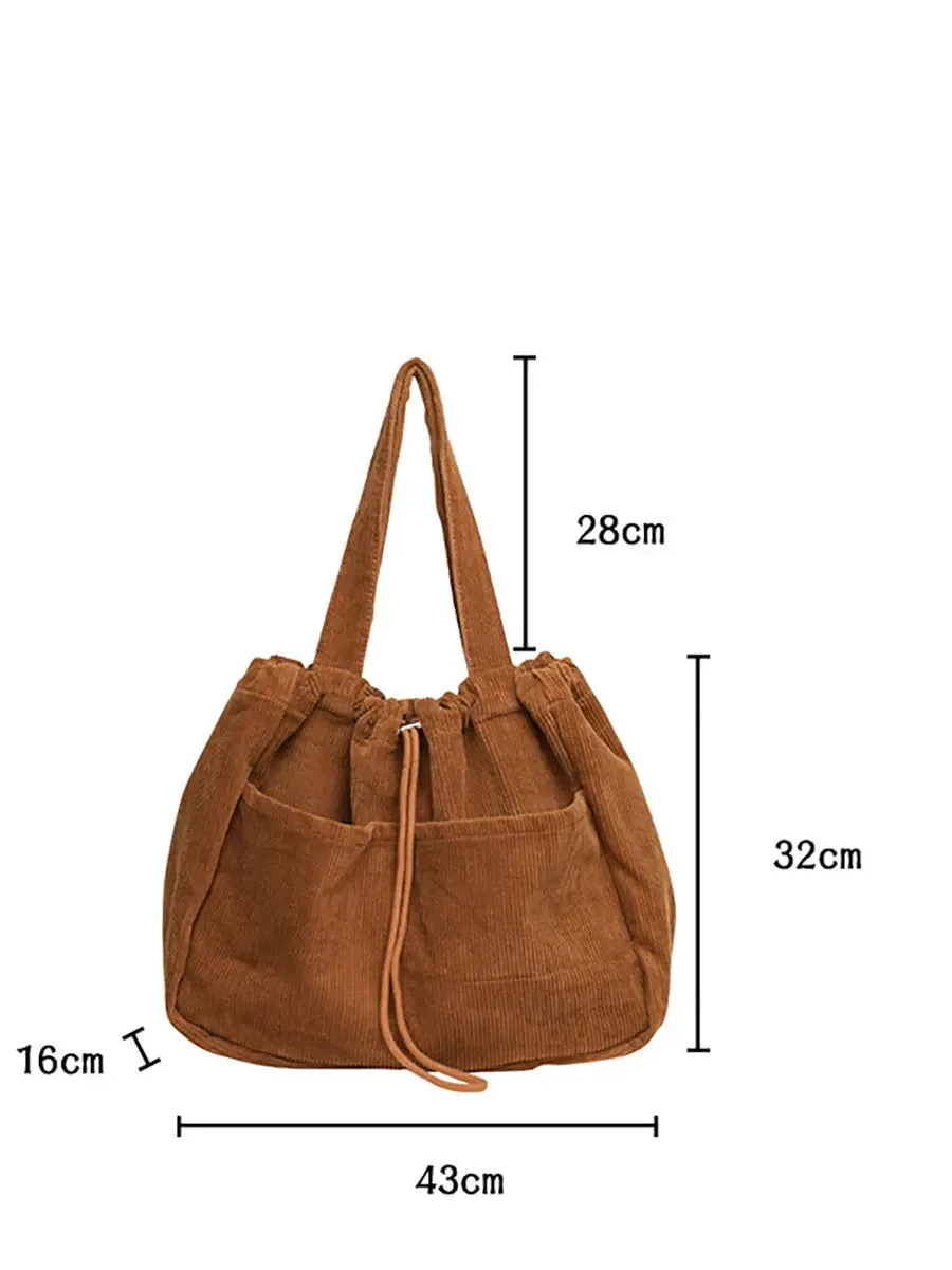 Corduroy Large Capacity Shoulder Bag