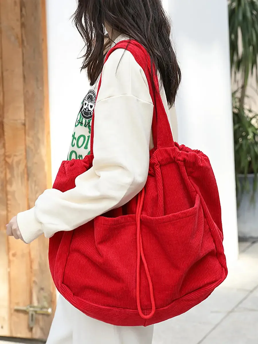 Corduroy Large Capacity Shoulder Bag