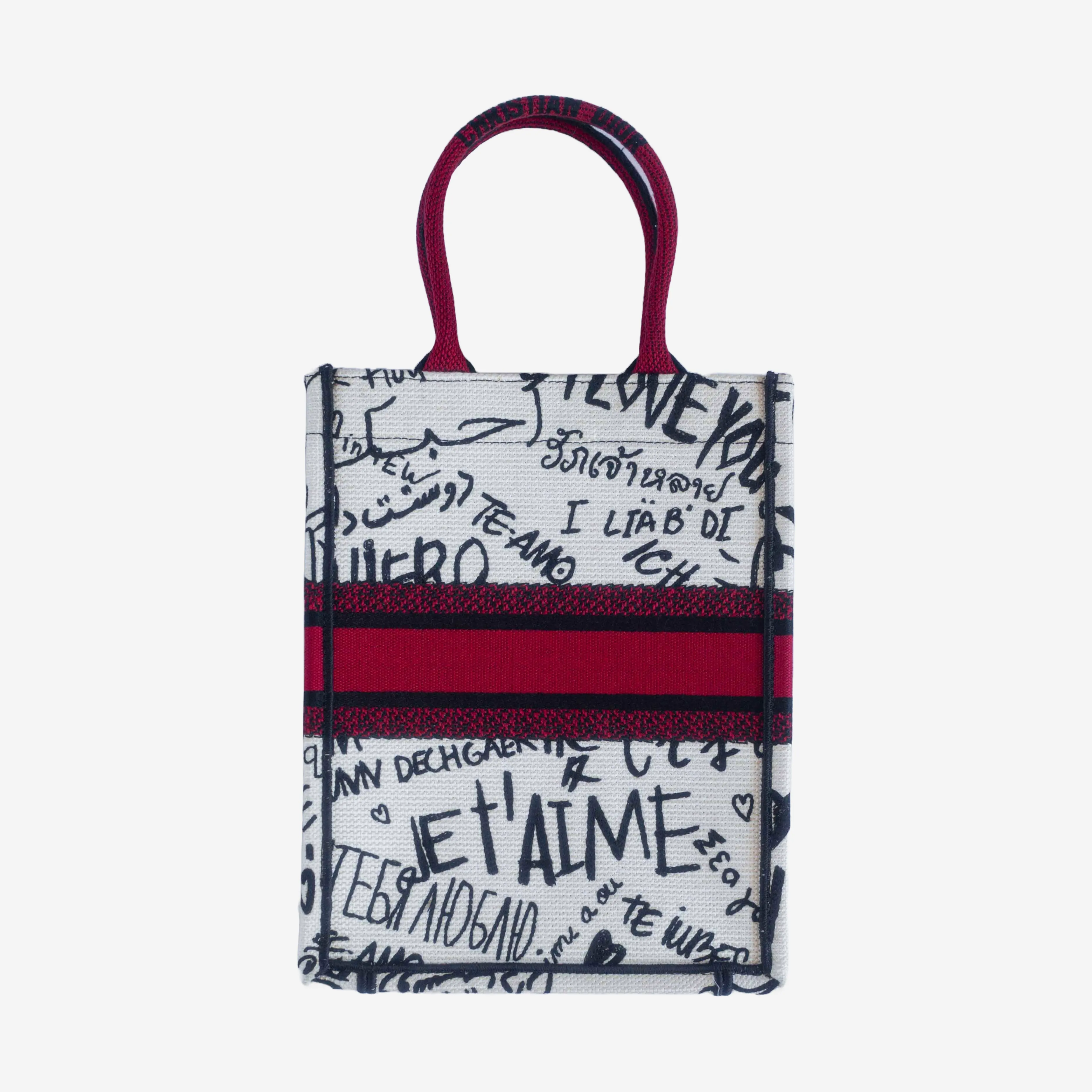 DIOR - DIORAMOUR EMBROIDERED  VERTICAL BOOK TOTE MULTICOLOR
