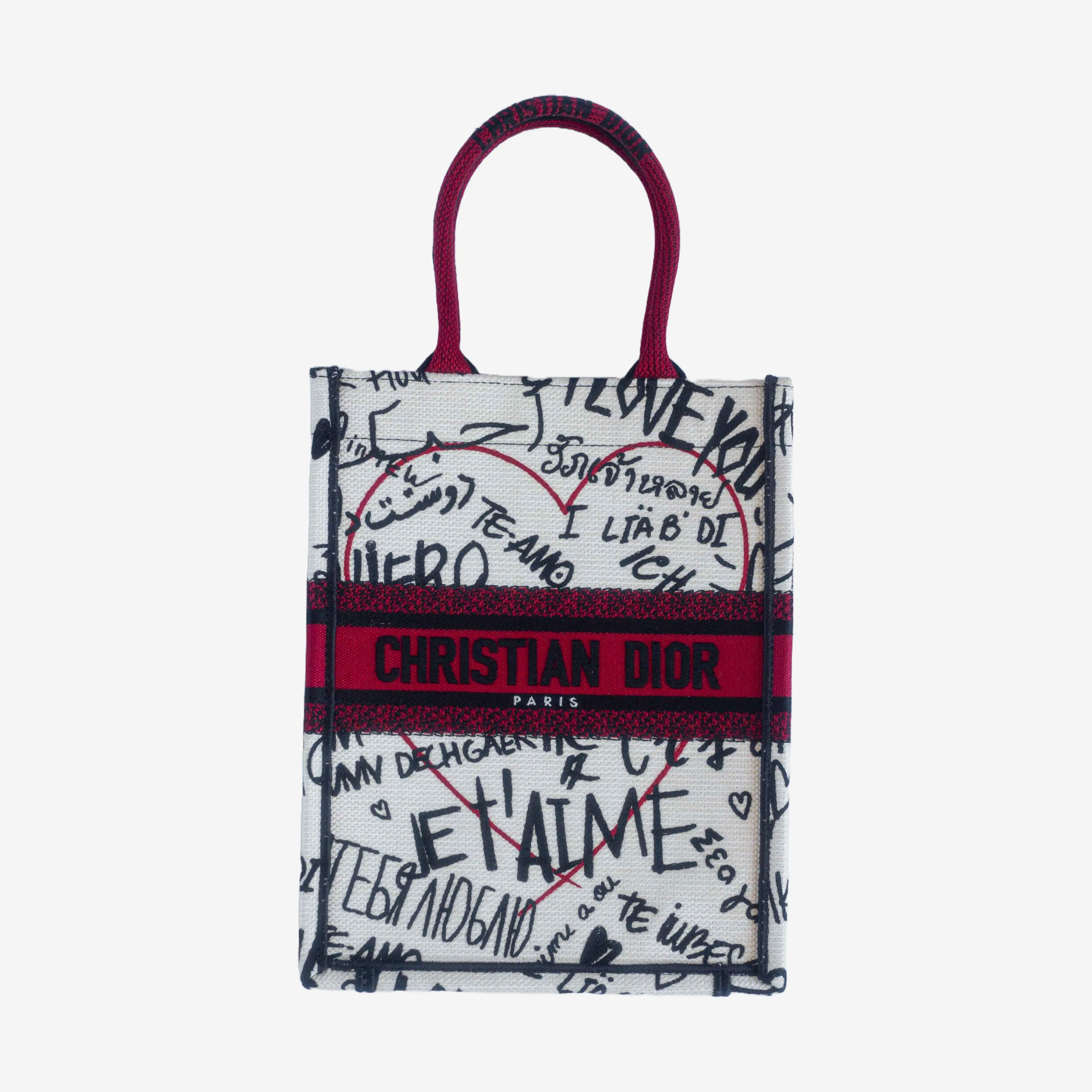 DIOR - DIORAMOUR EMBROIDERED  VERTICAL BOOK TOTE MULTICOLOR