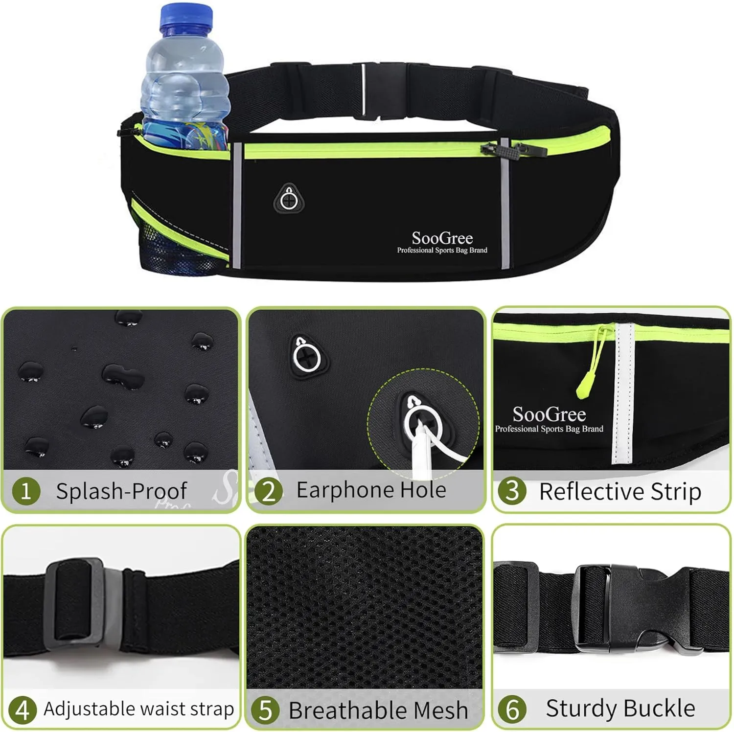 Fanny Packs, Running Belt Pack, Waist Pack Bag for Men and Women, Lightweight Runners Water BottleBelt Bag, Phone Holder Money Belt for Traveling Hiking Cycling Walking