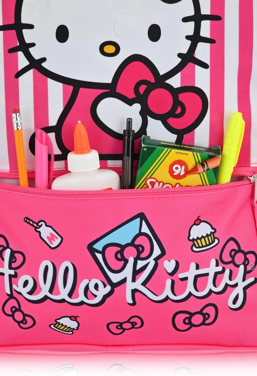 Fast Forward Sanrio Hello Kitty Backpack With Lunch Box for Girls | Hello Kitty Insulated Lunch Bag Lunch Box for Girls, Boys, Toddlers | Hello Kitty Pink Backpack for School and Reusable Lunchbox