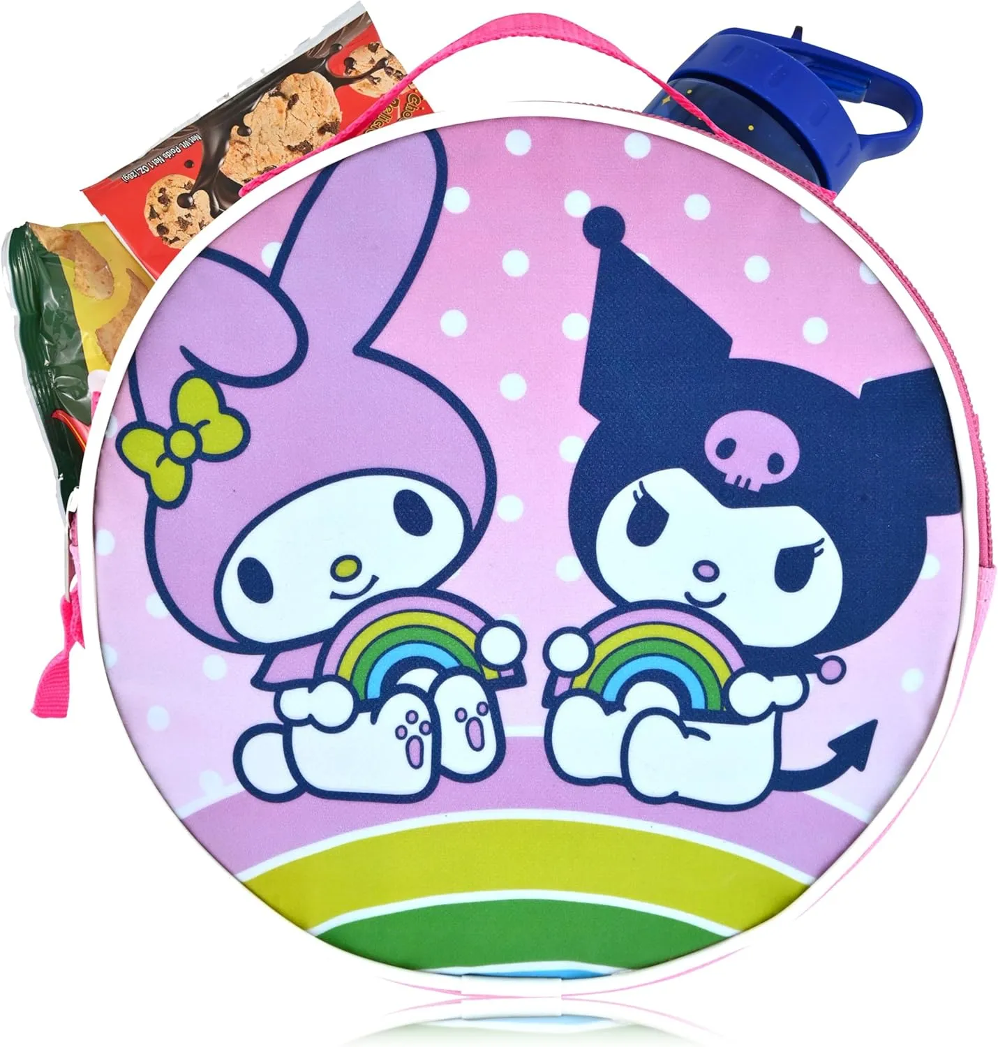 Fast Forward Sanrio Kuromi My Melody Backpack With Lunch Box for Girls | Insulated Lunch Bag for Girls, Boys, Toddlers | Pink Backpack for School