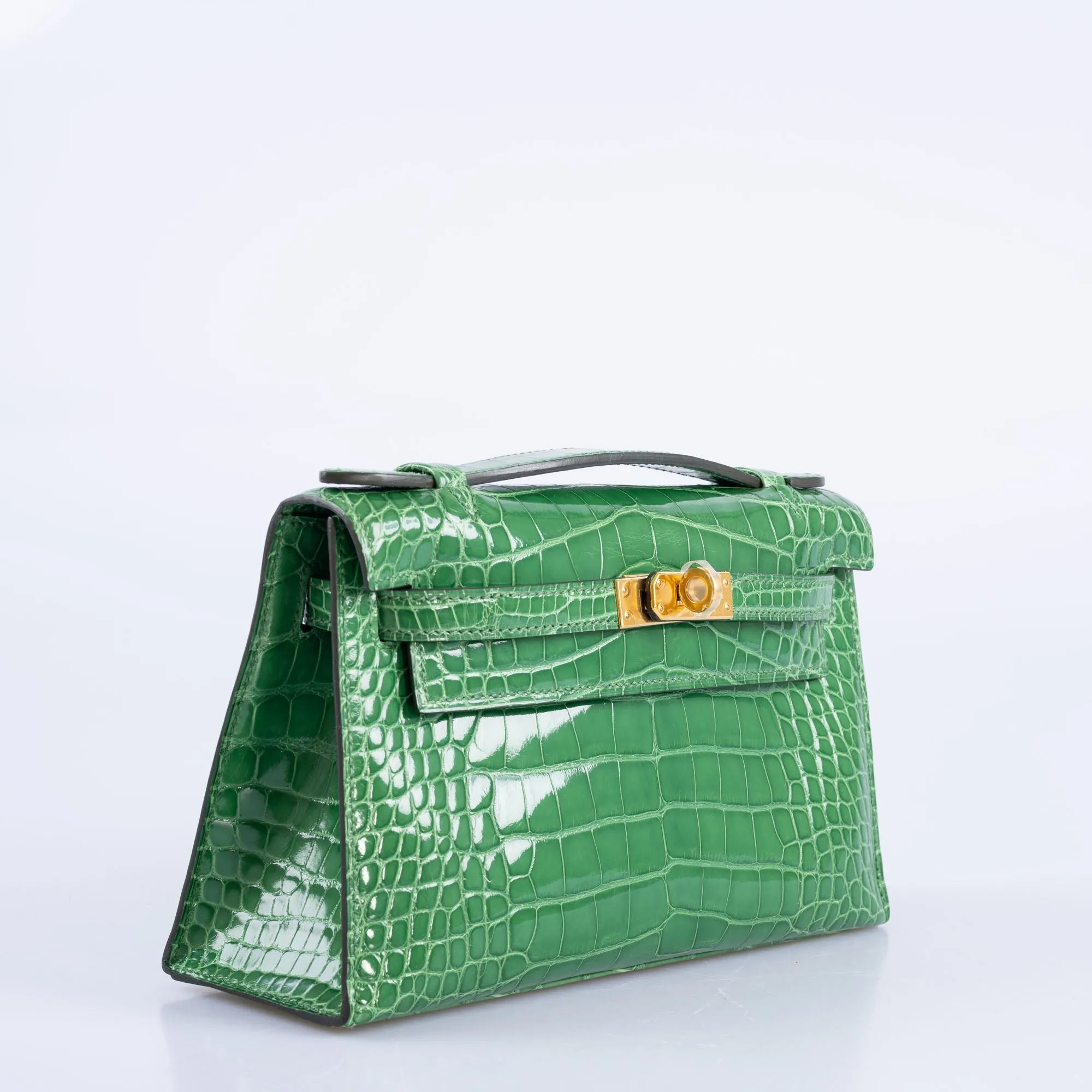 Hermès JPG Kelly Pochette Cactus Shiny Alligator Gold Hardware