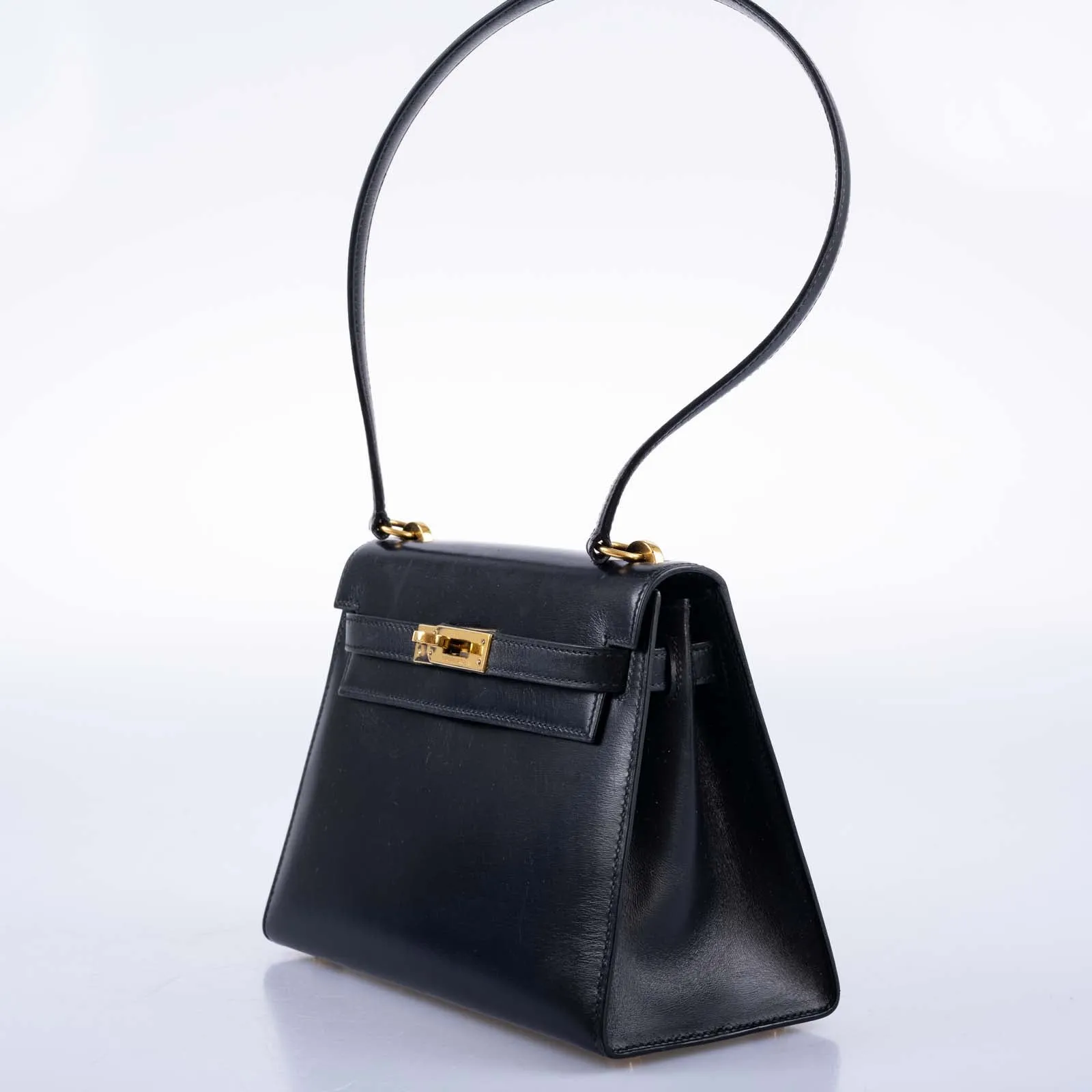 Hermès Kelly 20 Mini Sellier Vintage Black Box Leather with Gold Hardware